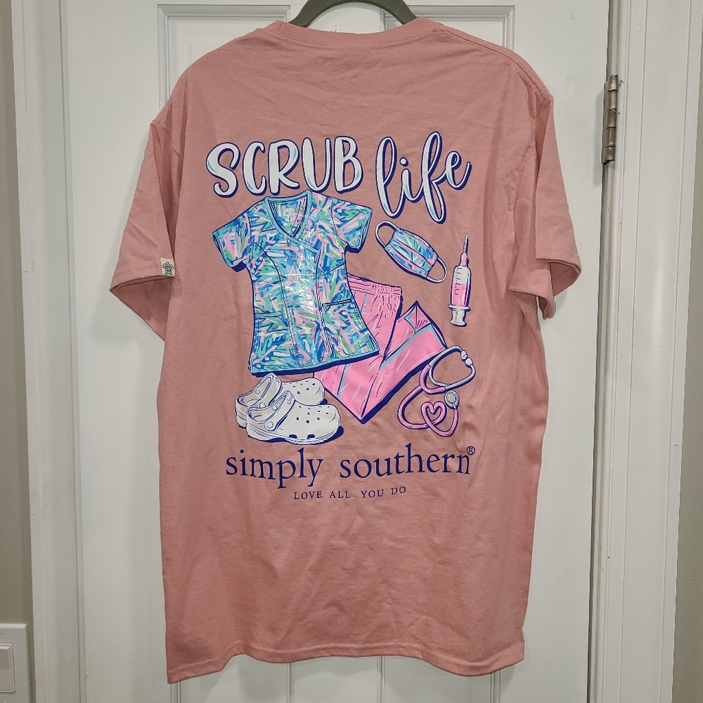 🩺 New Simply Southern Scrub Life Nurse T-Shirt Dusty Pink Women’s Medium